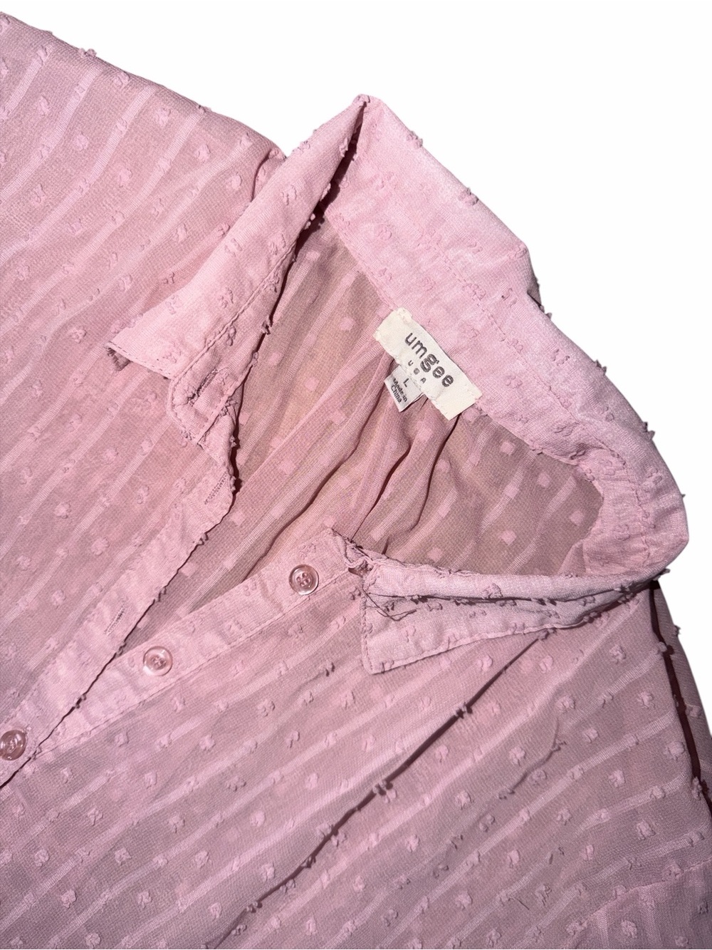 UMGEE Pink Button-Front Sheer Peasant Top/Dress - Picture 2 of 7